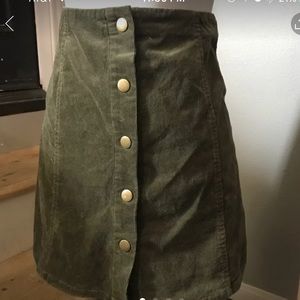 High waisted olive green skirt
